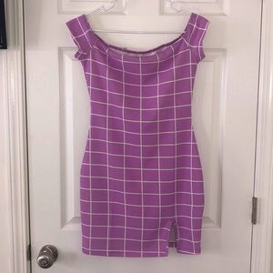 Lilac plaid bodycon dress